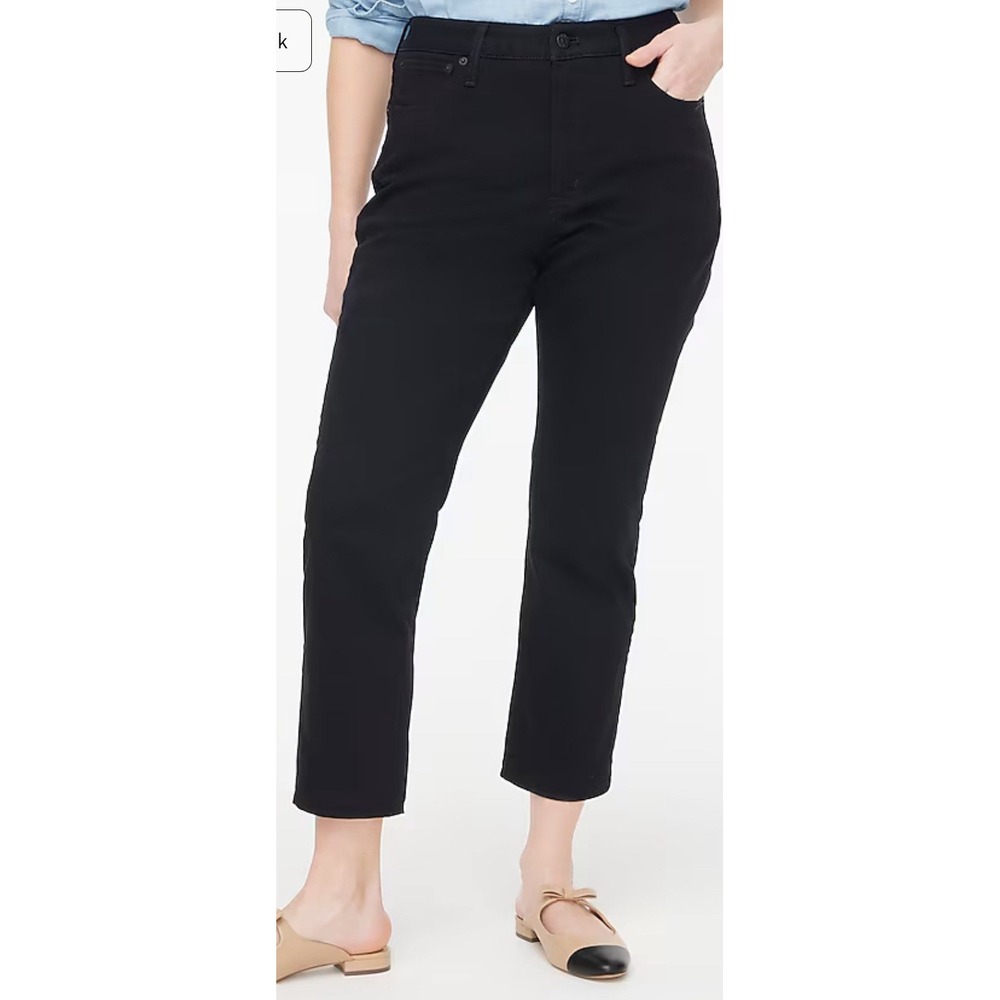 J. Crew Petite Curvy Essential Straight Leg Black Jeans Size 32 Petite New